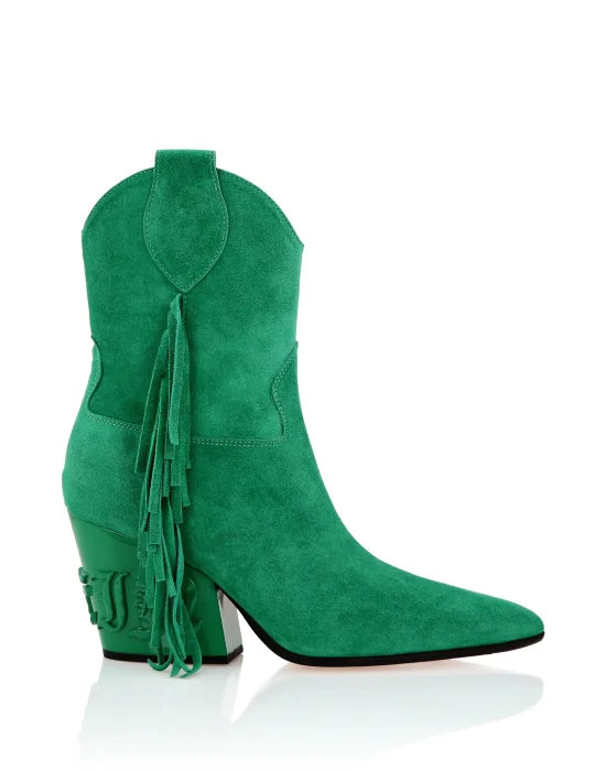 Suede Boots Mid Heels Cowboy