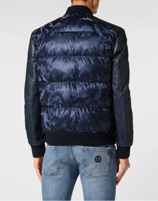 Nylon Bomber With Python Sleeves Camouflage
