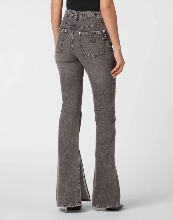 Crystal Skull Denim Flaire Fit Trousers