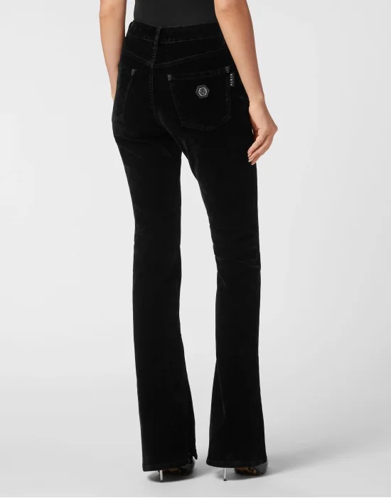Crystal Skull Denim Flaire Fit Trousers