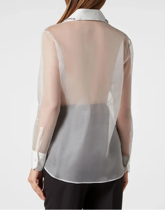 Organza Regular Collar Strass Shirt