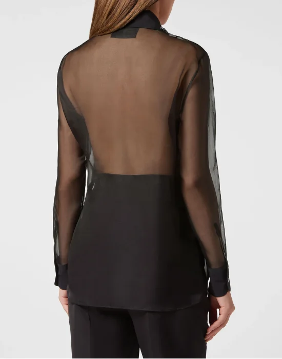 Organza Regular Collar Strass Shirt