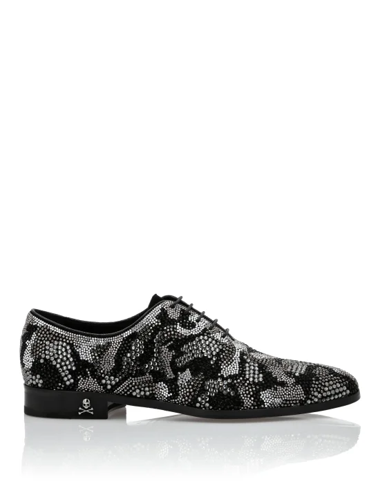 Strass Lace Up Shoes Camouflage