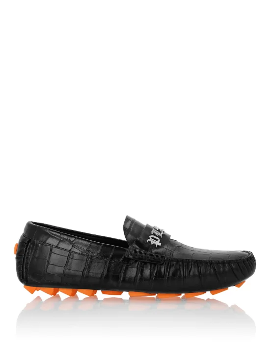 Printed Crocco Leather Drivers Shoes