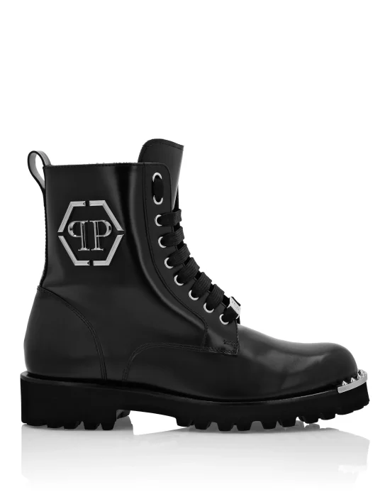 Leather Printed Boots Flat High