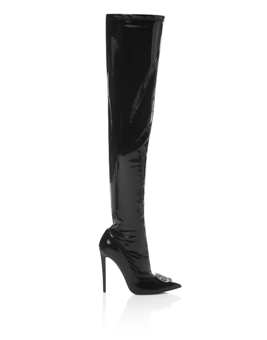 Latex High Plein Heels Overknees  Boots Gothic Plein