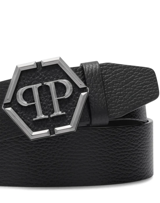 Soft Grain Leather Belt Hexagon