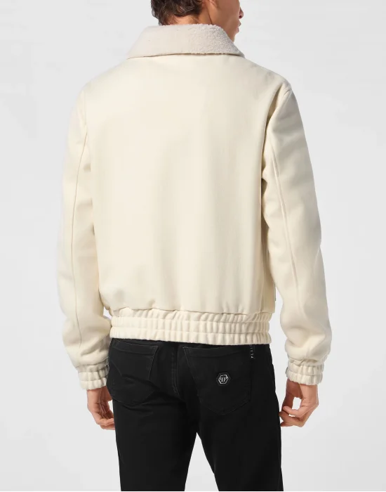Wool Aviator Jacket With Shirling Cape