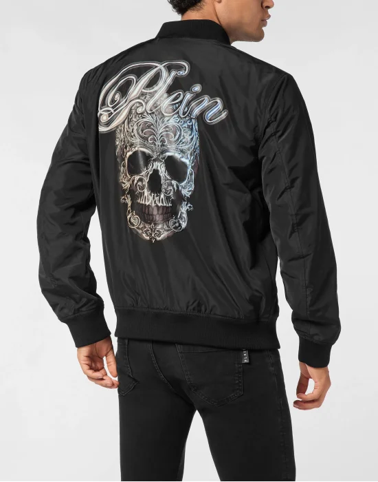 Nylon Light Bomber Jacket Skull Degrade
