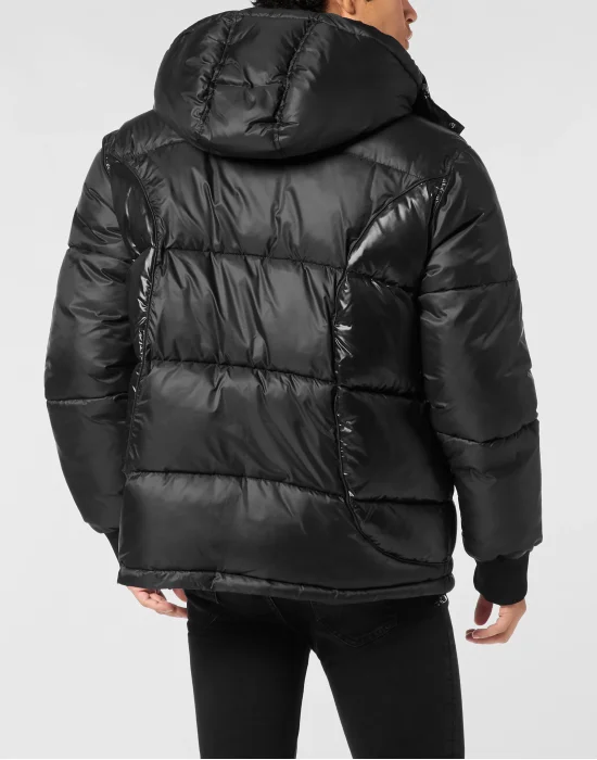 Mix Nylon Short Puffer Jacket