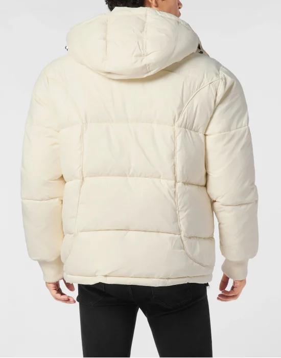 Mix Nylon Short Puffer Jacket