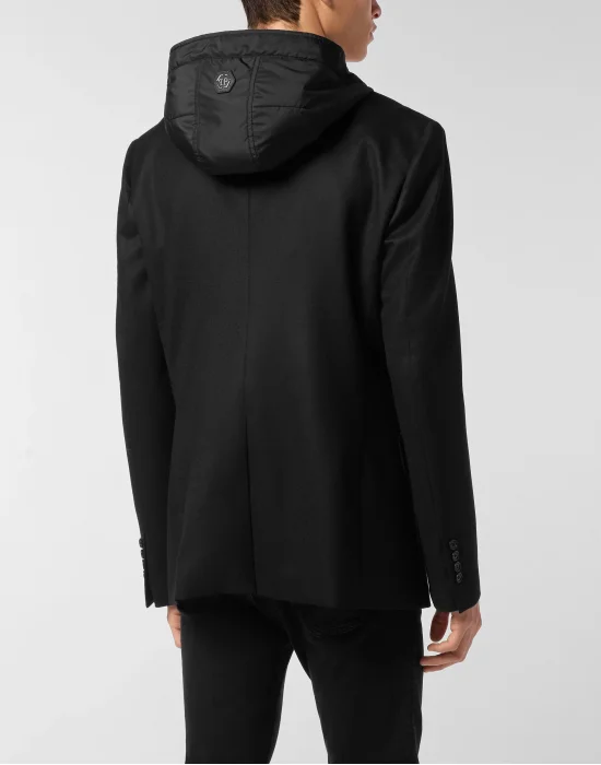 Water Repellent Wool Hooded Blazer