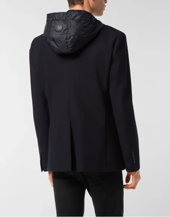 Water Repellent Wool Hooded Blazer