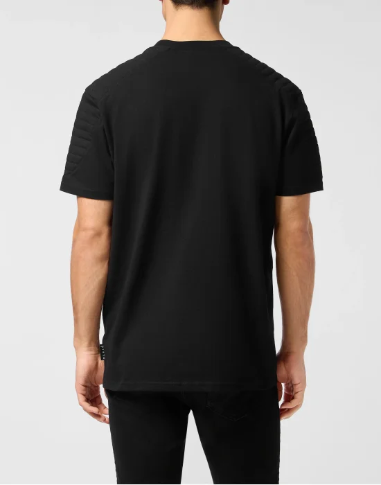 Padded Sleeves Round Neck T-Shirt Hexagon