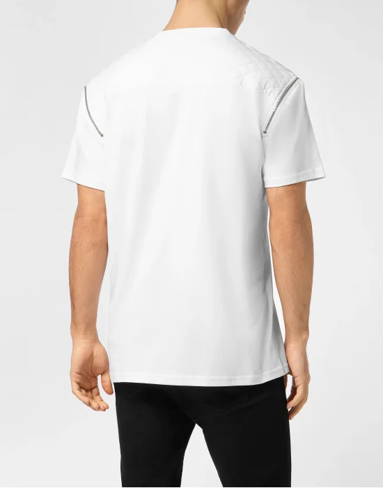 Round Neck T-Shirt With Zippers On Sleeves