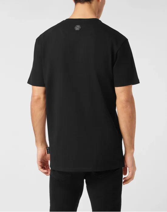 V Neck Heavy Cotton T-Shirt Crystal Skull