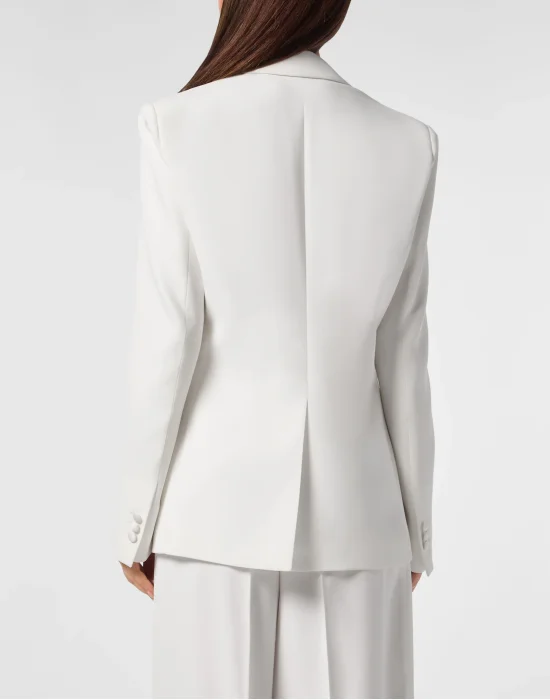Crepe and Satin Double-Breasted Blazer Dame