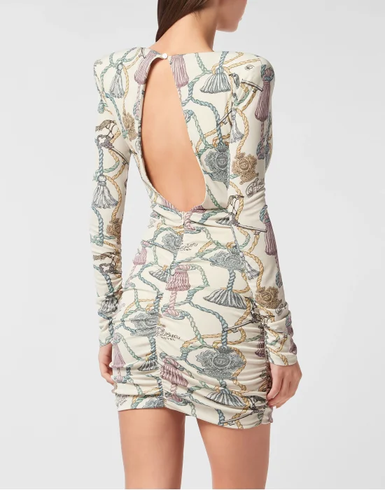 Long-Sleeved Mini Dress Tassels