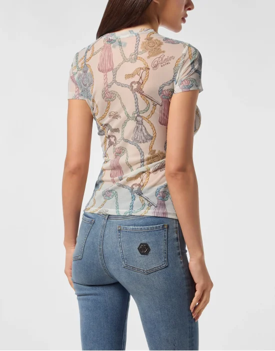 Tulle Sexy Pure Fit T-Shirt Tassels