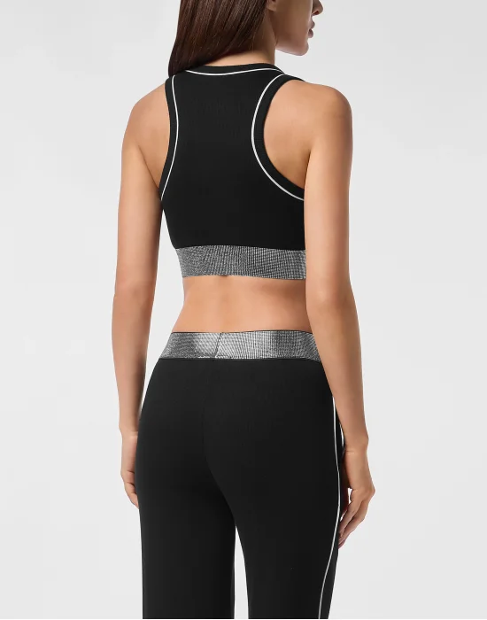 Cropped Tank Top Elastic Strass