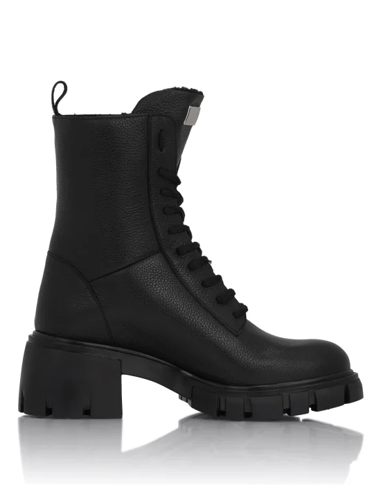 Leather Low Flat Boots