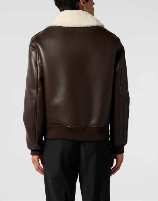 Slim Fit Eco Shearling Aviator Jacket