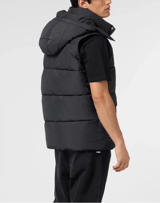 Nylon Puffer Vest Gothic Plein