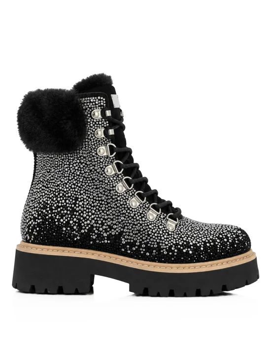 Suede Mountain Boots Mix Strass