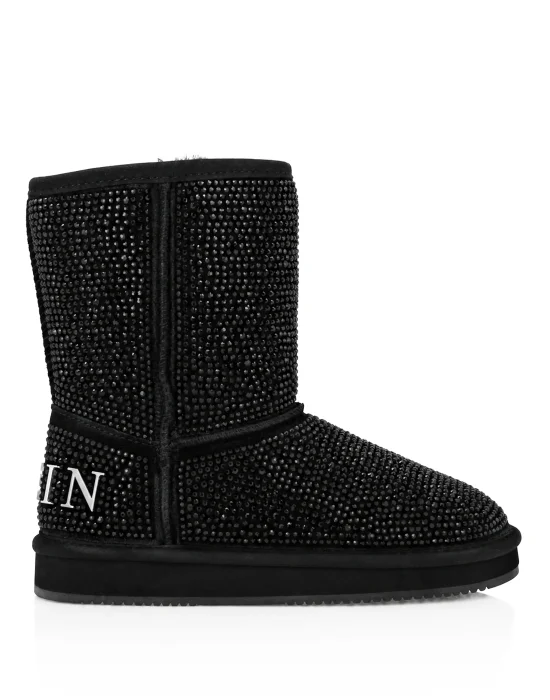 Fake Suede Winter Boots Strass