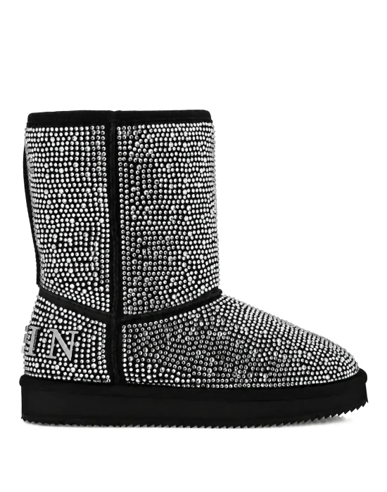 Fake Suede Winter Boots Strass