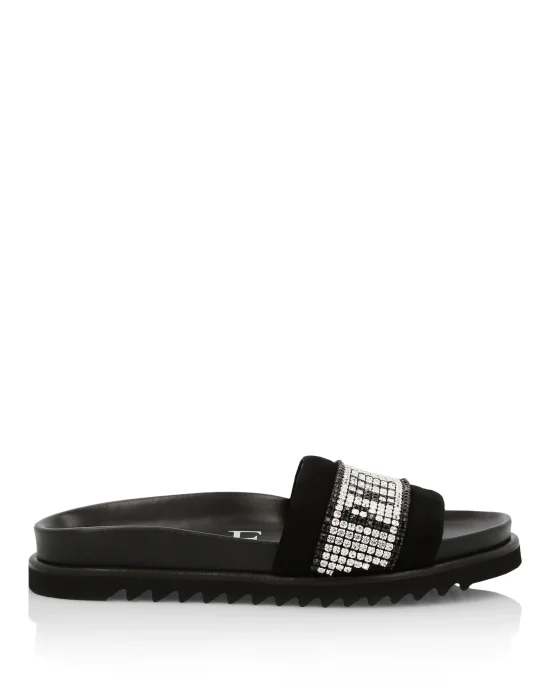 Sandals Flat Crystal Plein