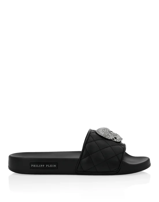 Flat gummy sandals Skull crystal