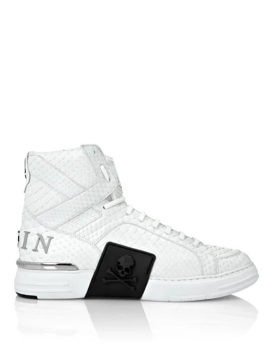 HI-TOP SNEAKERS MONEY KICK$ PYTHON LUXURY SKULL