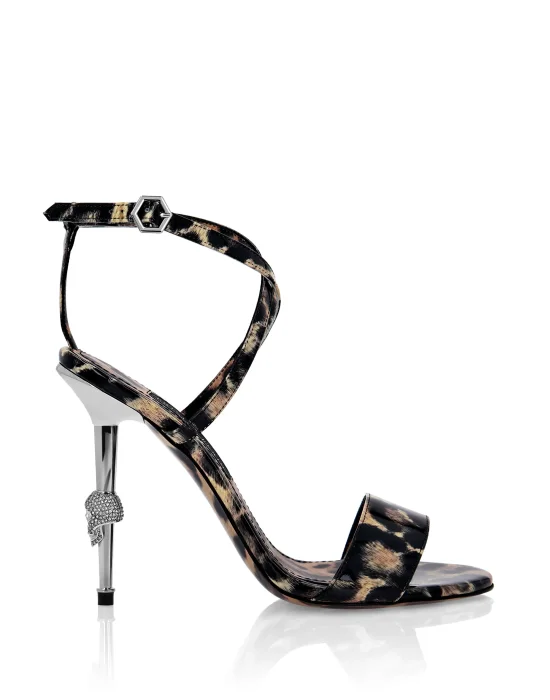 Skull Heel  Leopard Sandals