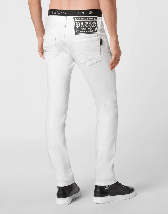Denim Trousers Super Straight Cut Skull