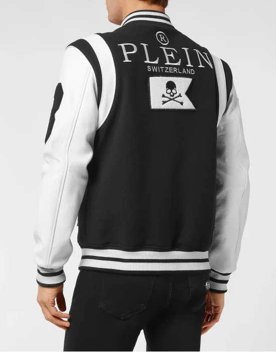 College Jacket Deer Leather Sleeves Patches