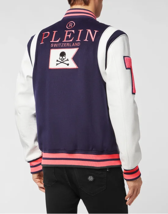 College Jacket Deer Leather Sleeves Patches