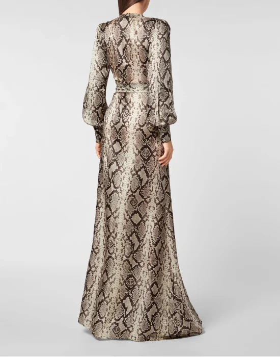 Python Silk Print Long Dress