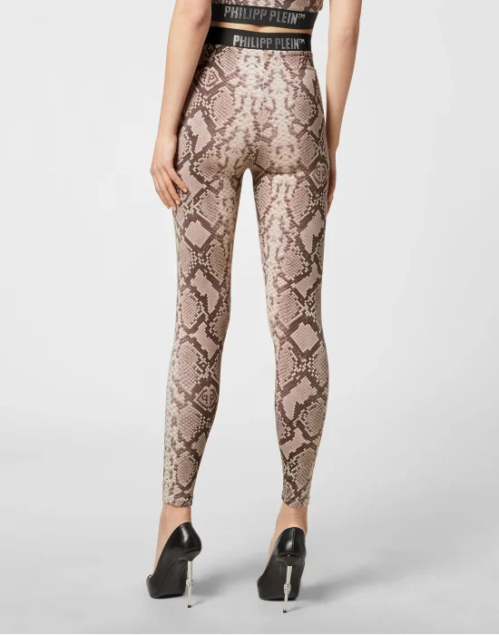 V Cut Leggings Python Print Crystal Plein with Crystals