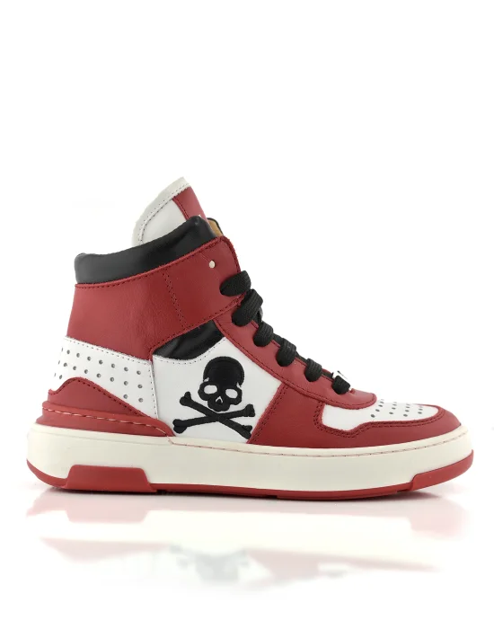 SNEAKERS HIGH TOP BOX SOLE LACE EMBROIDERY SKULL