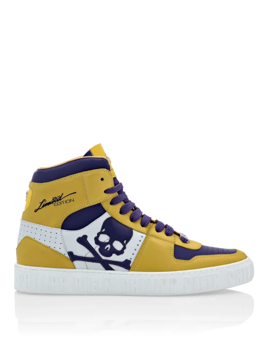 Leather Hi-Top Sneakers Skull