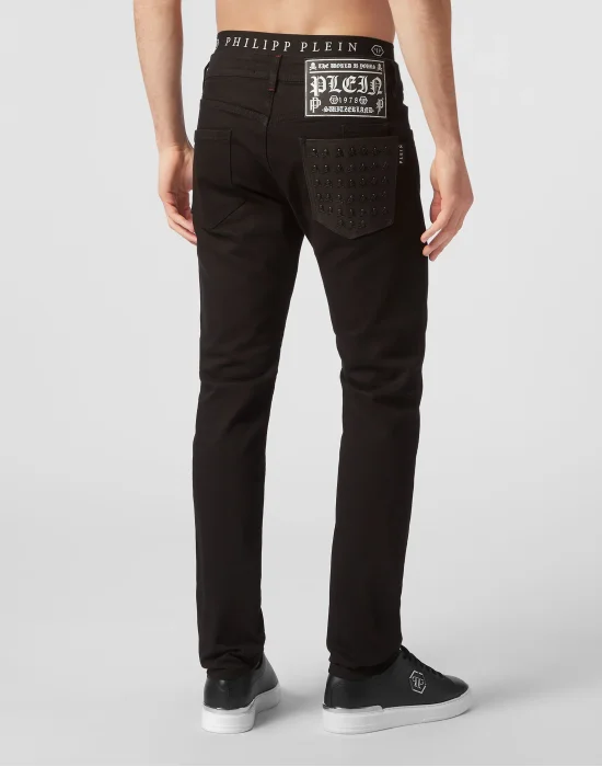 Denim Trousers Super Straight Cut Skull