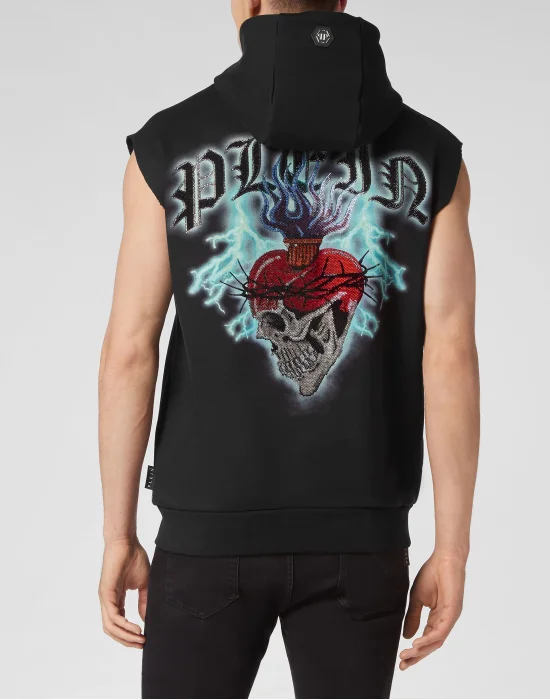 Sleeveless Hoodie sweatshirt Love Tattoo