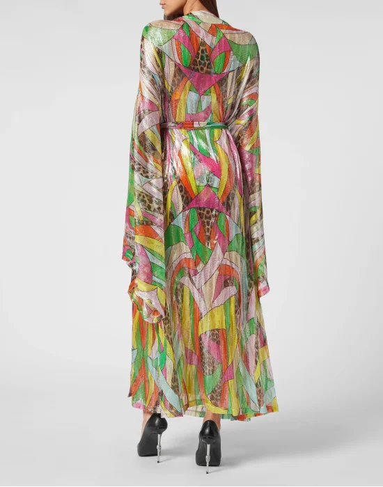 Knit Lurex Kaftan Rainbow Patchwork