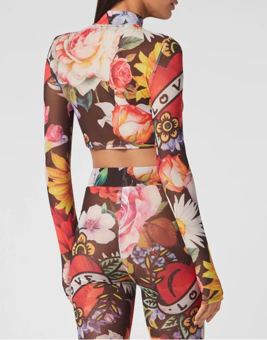 Cropped T-shirt LS Love Flowers