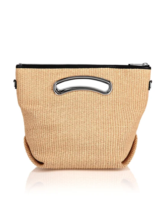 Raffia & Leather Medium Handle Bag