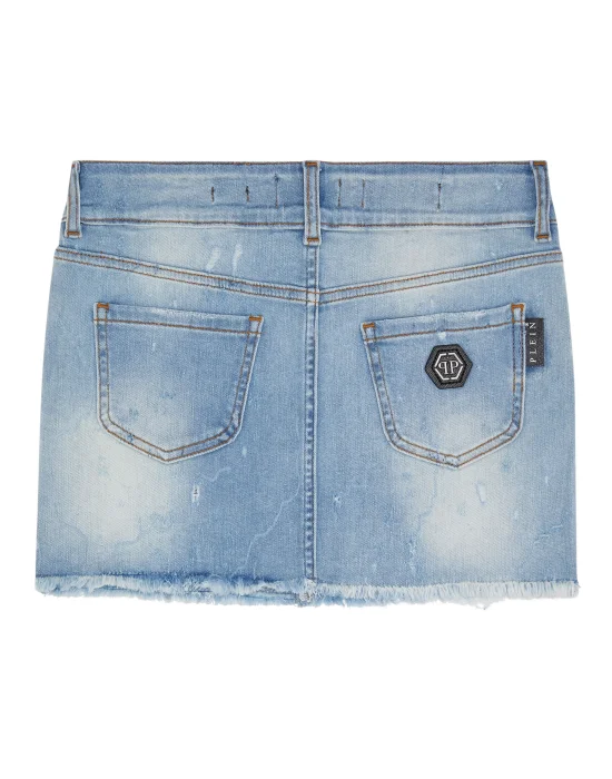 Denim Mini Skirt Crystal