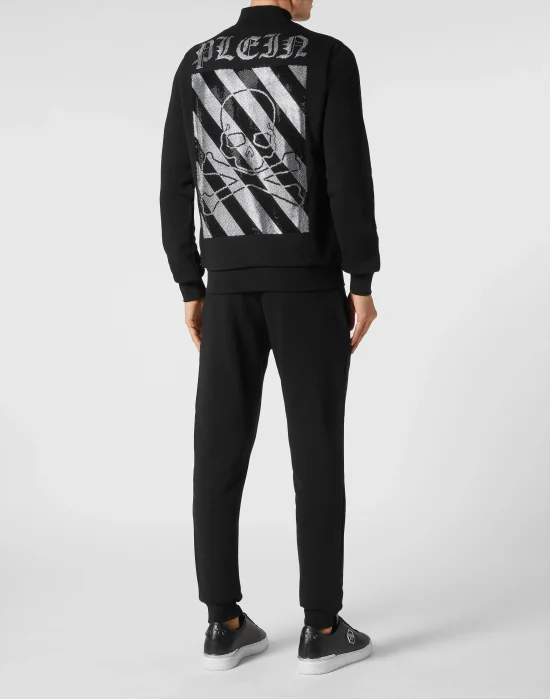 Jogging Tracksuit: Top/Trousers with Crystals Rainbow Stripes