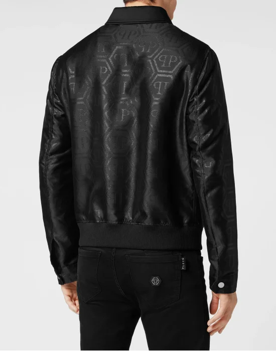 Jacquard Collared Bomber Hexagon