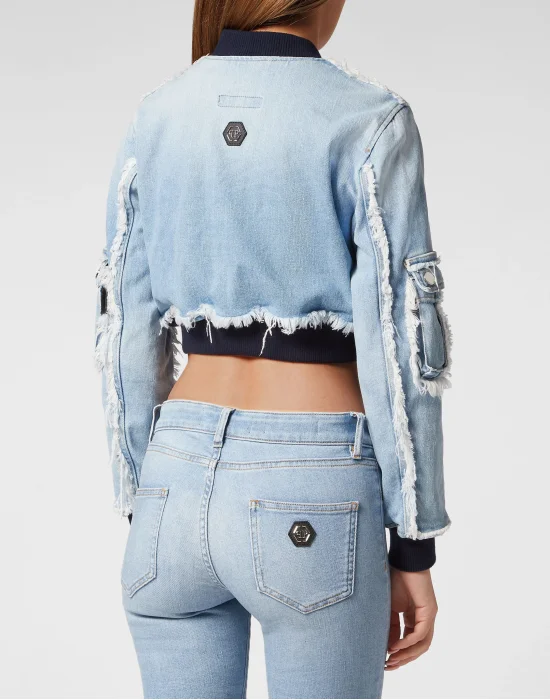 Denim Padded Shoulder Bomber